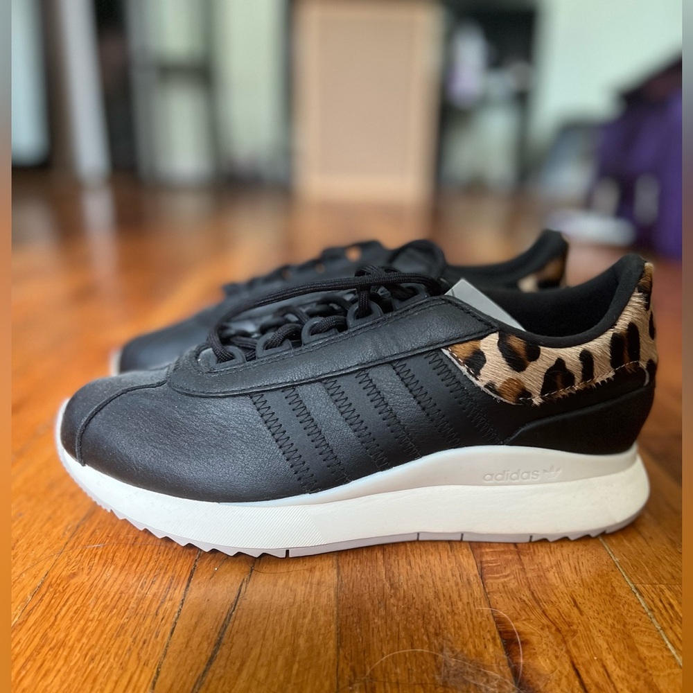 Adidas Women's Black and Animal Print Sneakers